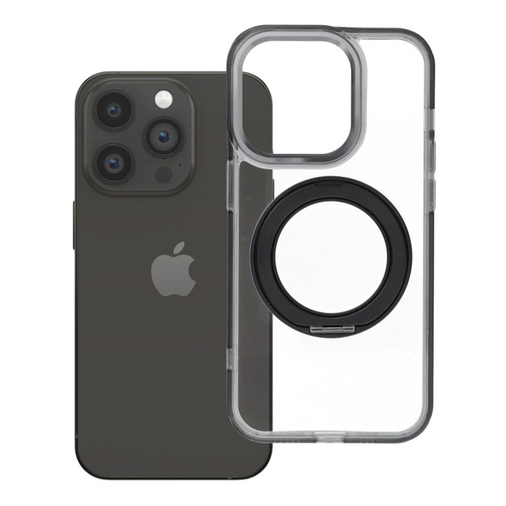 Case for iPhone 14 PRO Frame Circle Stand MagSafe compatible black