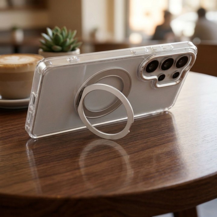 Case for Samsung S26 Frame Circle Stand MagSafe compatible transparent