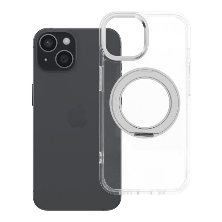 Чохол для iPhone 15 Frame Circle Stand сумісний з MagSafe прозорий