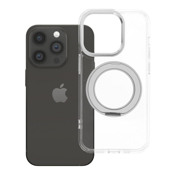 Чохол для iPhone 14 PRO Frame Circle Stand сумісний із MagSafe прозорий