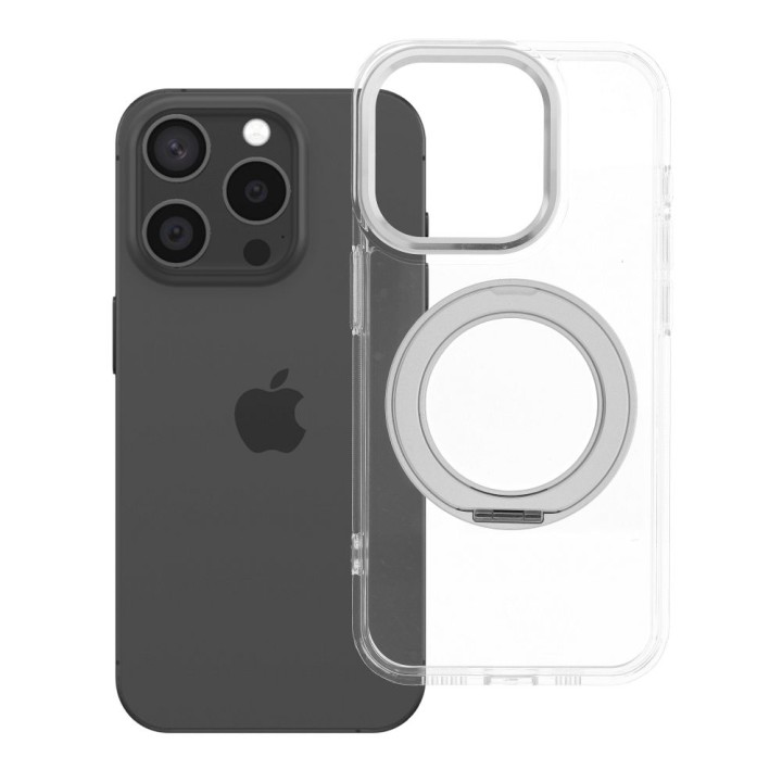 Чохол для iPhone 15 PRO Frame Circle Stand сумісний із MagSafe прозорий