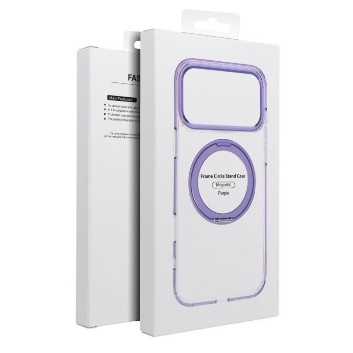 Case for Samsung A57 Frame Circle Stand compatible with MagSafe purple