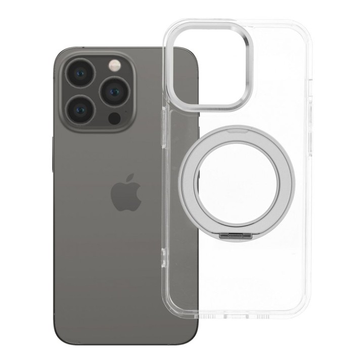 Чехол для iPhone 13 PRO Frame Circle Stand совместимый с MagSafe прозрачный