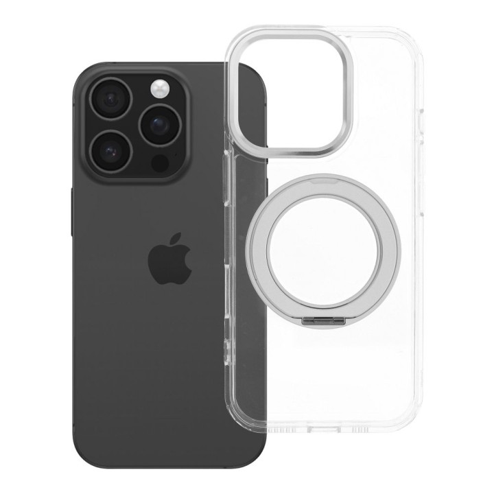 Чохол для iPhone 16 PRO Frame Circle Stand сумісний з MagSafe прозорий