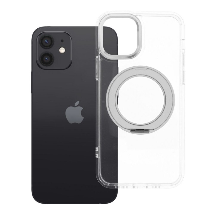 Чехол для iPhone 12 Frame Circle Stand совместимый с MagSafe прозрачный