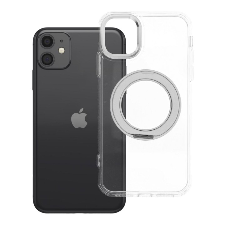 Etui na iPhone 11 Frame Circle Stand zgodne z MagSafe transparentne