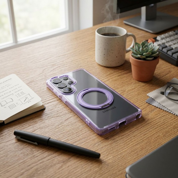 Case for Samsung S26 Frame Circle Stand MagSafe compatible purple