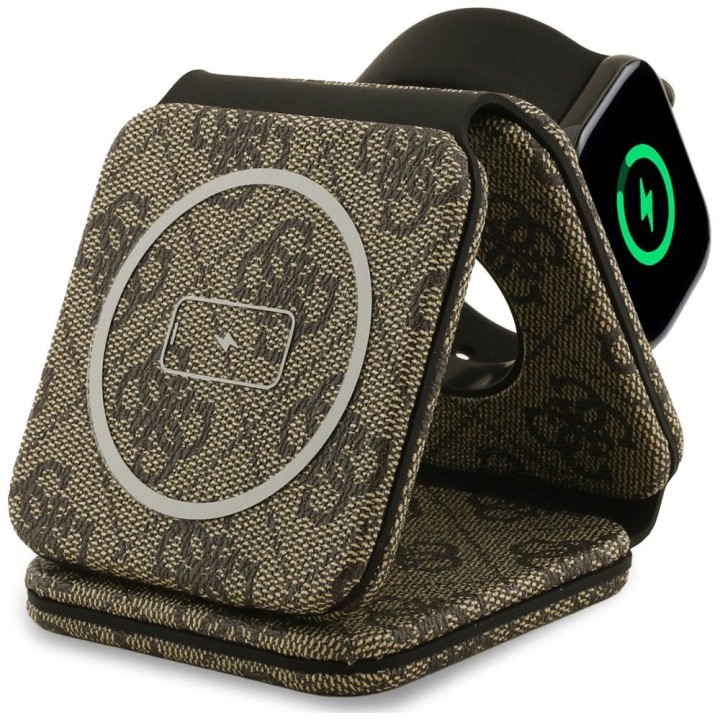 Wireless charger 3w1 MagSafe compatible 15W GUESS GUE005440 brown