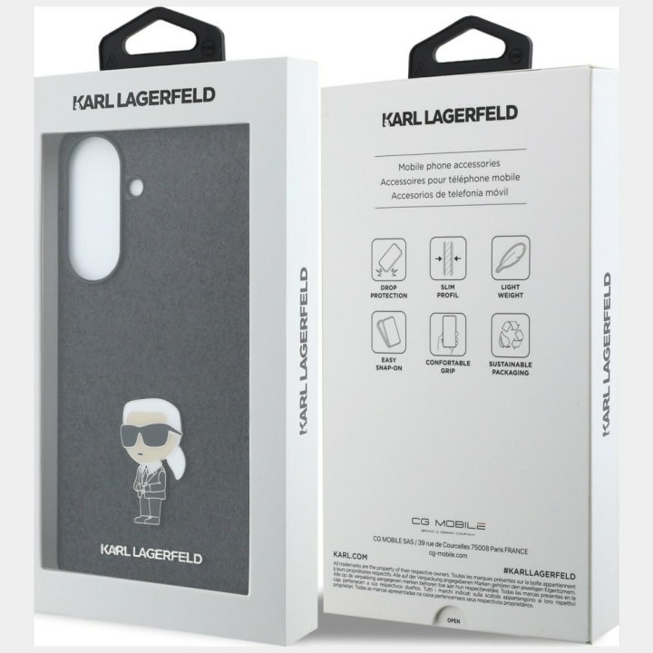 KARL LAGERFELD чехол для SAMSUNG A57 KLHCSA57GKNPSK (Fixed Glitter Ikonik Логотип Металл Pin) черный