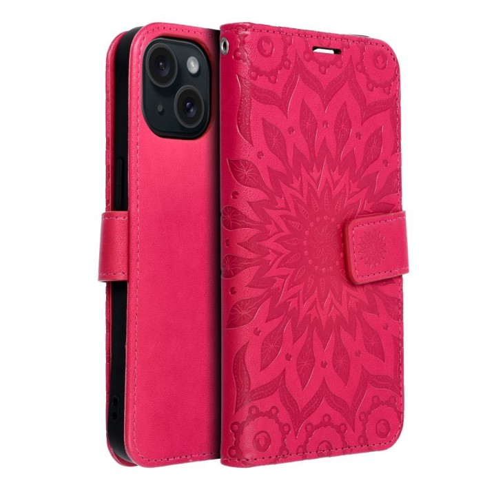 Flip case for iPhone 15 Mezzo Book mandala magenta