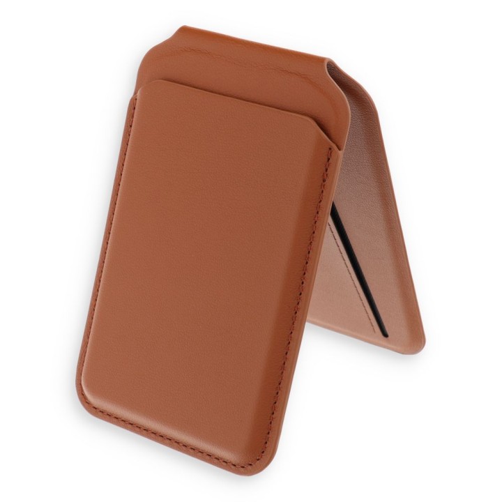 Wallet case with stand compatible with MagSafe Satechi Vegan Leather Wallet Stand leather brown
