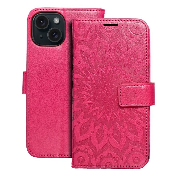 Flip case for iPhone 15 Mezzo Book mandala magenta