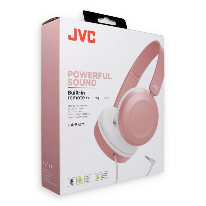 Wired on-ear headphones JVC HAS31MPE pink