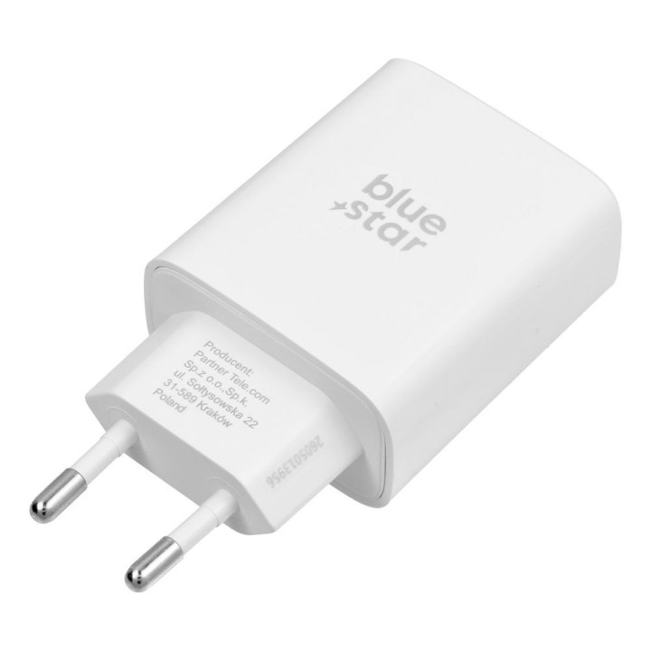 Ładowarka sieciowa do telefonu Blue Star USB C QC4.0 PD 3A 35W + kabel USB C do USB C TFB-TC-35WPD biała