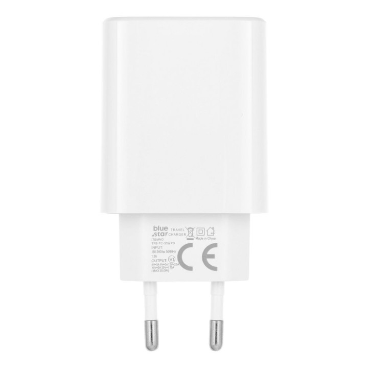 Wall charger for phone Blue Star USB C QC4.0 PD 3A 35W + USB-C to USB-C cable TFB-TC-35WPD white
