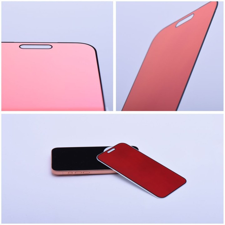 Hybrid glass 5D for iPhone 15 PRO MAX Bestsuit Flexible Colorfull Privacy 180 magenta