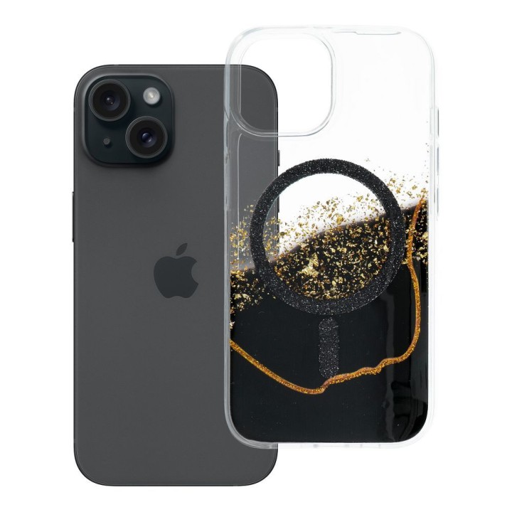 Case for iPhone 15 Golden compatible with MagSafe black
