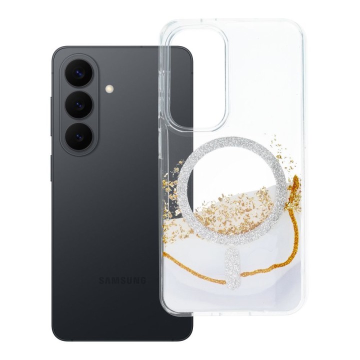 Чехол для Samsung S24 / S25 Golden совместимый с MagSafe белый