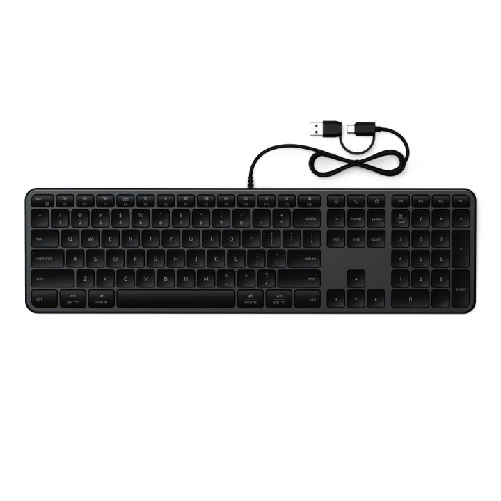 Клавіатура дротова USB A/USB C QWERTY Dual (Mac/Windows) Satechi Slim LX3 Wired czarrna