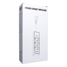 Сетевой фильтр сетевая с 3 розетками max 3680W портами 1x USB A, 2x тип C 25W с кабелем питания 1m5m E59 белый
