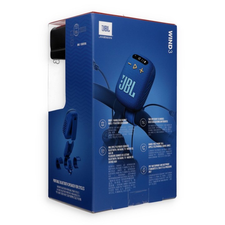 Wireless speaker JBL Wind 3 with handlebar holder blue