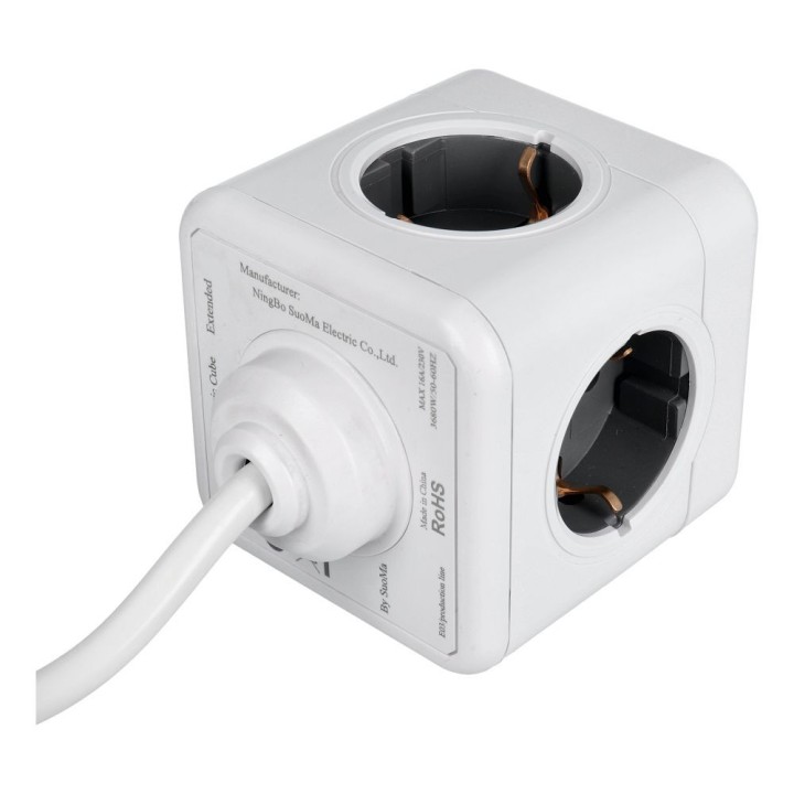 Cube power strip 5 sockets max 36800W with power cable 1,4m E03 white