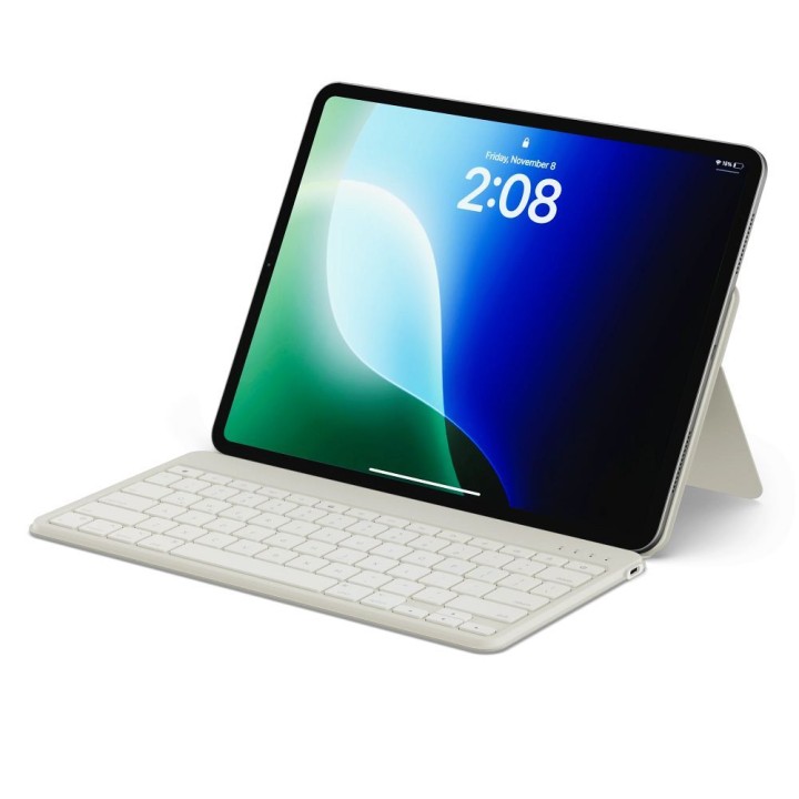 Klawiatura bezprzewodowa QWERTY z podstawką na smartfon/tablet Satechi OntheGo piaskowa