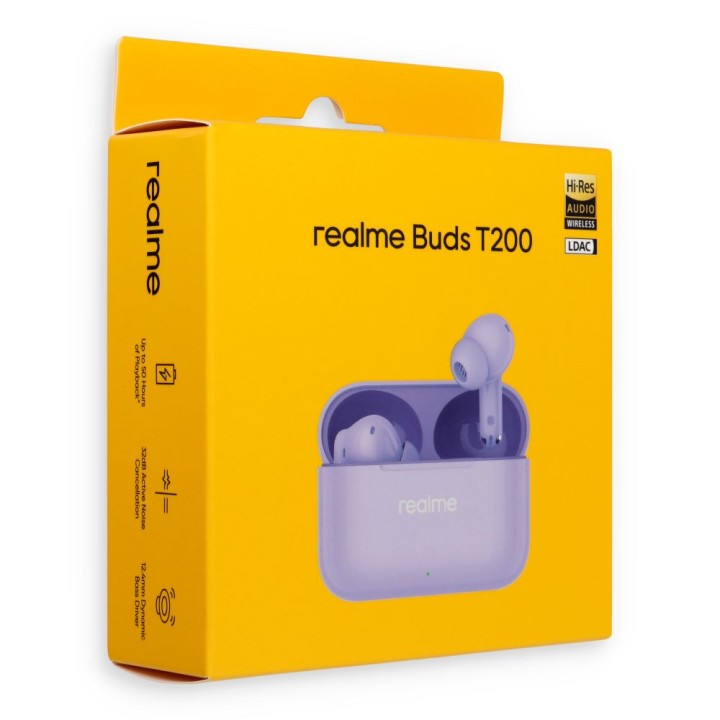 Słuchawki bezprzewodowe douszne Realme Buds T200 fioletowe