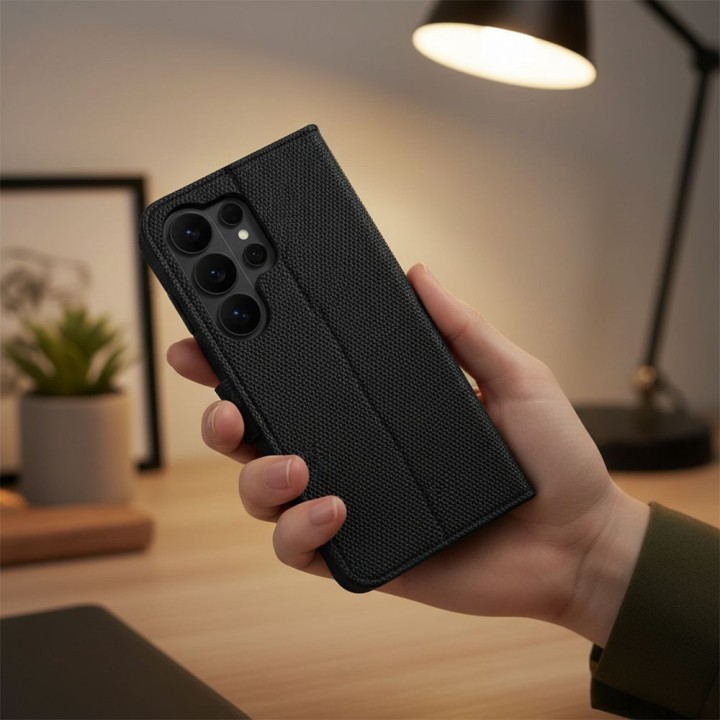 Чехол с клапаном для Motorola G17 POWER 4Card RFID противокражные tech fabric черный