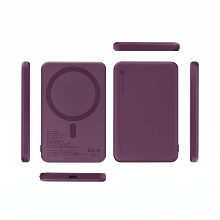Powerbank zgodny z MagSafe Forcell F-Energy Slim F5K9 QC4.0 PD3.0 15W 5000 mAh burgundowy  0INT