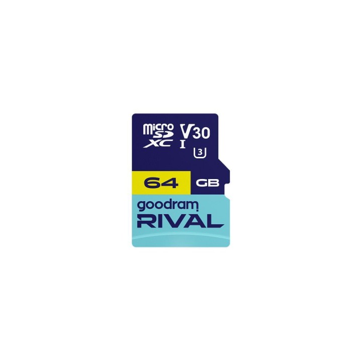GOODRAM RIVAL memory card microSD 64GB 100MB/s class 10 UHS-I U3 V30 with SD adapter