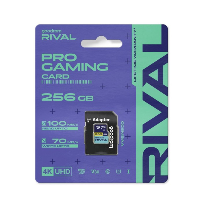 GOODRAM RIVAL memory card microSD 256GB 100MB/s class 10 UHS-I U3 V30 with SD adapter