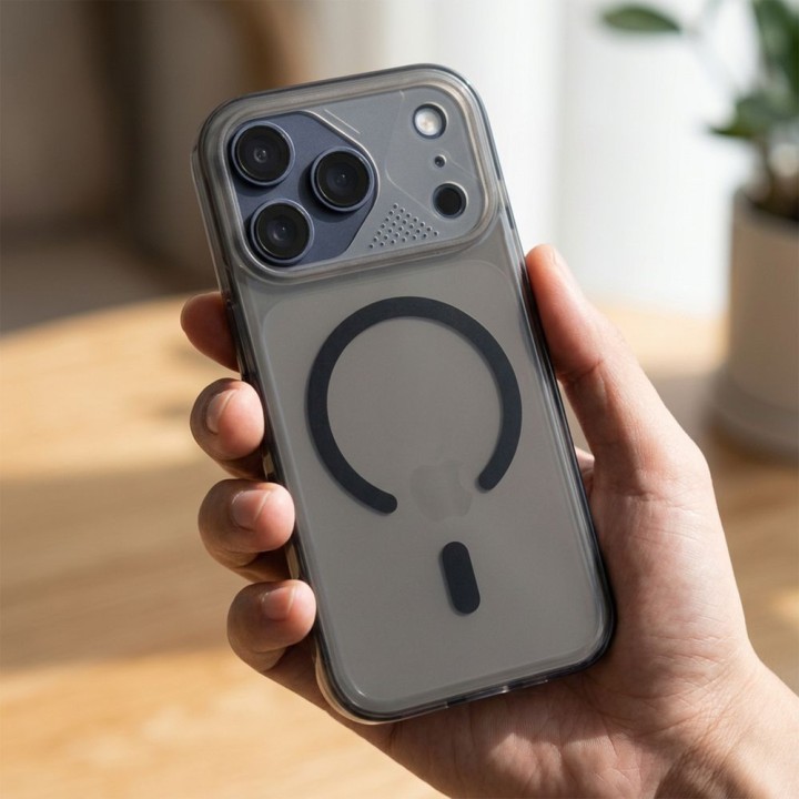 Чехол для iPhone 17 Pro max / 18 Pro Max (low camera edge) Aurora совместимый с MagSafe черный