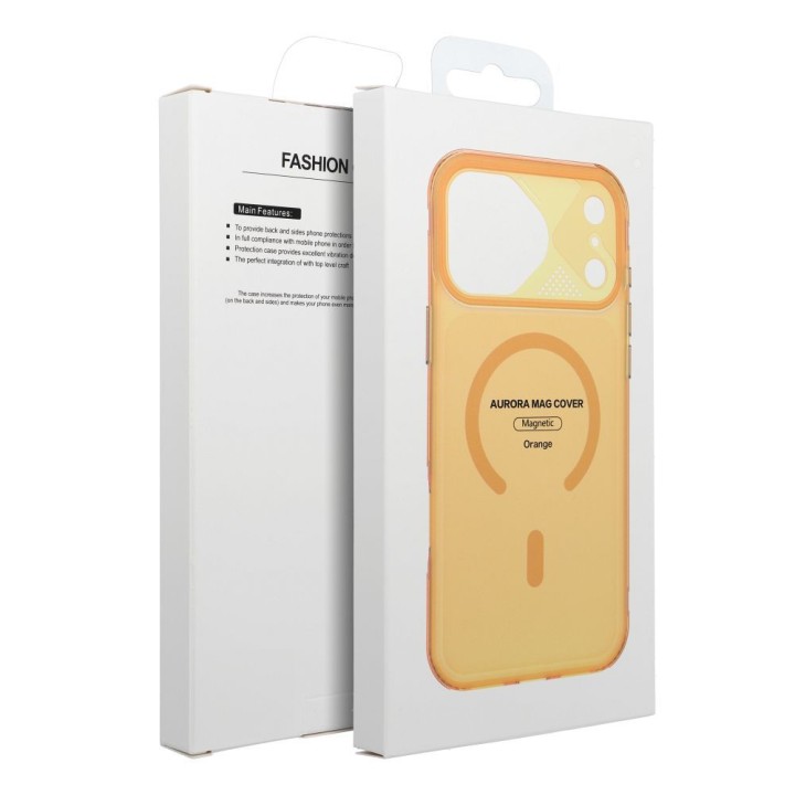 Case for iPhone 17 Pro / 18 Pro (low camera edge) Aurora MagSafe compatible orange