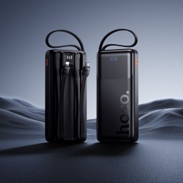 Power bank 10000 mAh QC PD 2A 22,5W with built-in cables USB A + USB C + Lightning + Micro USB Hoco J156 black