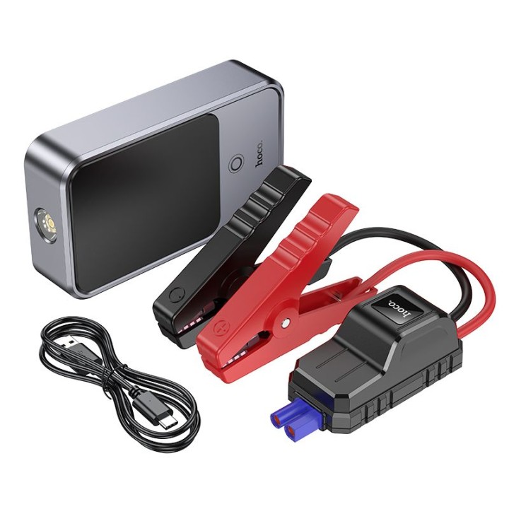 Power bank 10000 mAh 2,4A 18W with function jump start car Hoco QS7 metaliczny grey