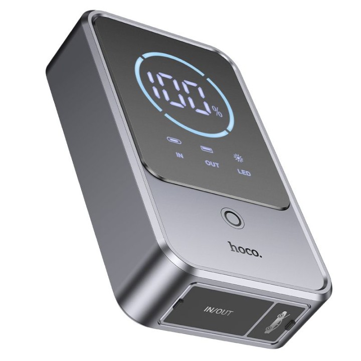 Повербанк 10000 mAh 2,4A 18W с функцией пуска автомобиля Hoco QS7 metaliczny серый