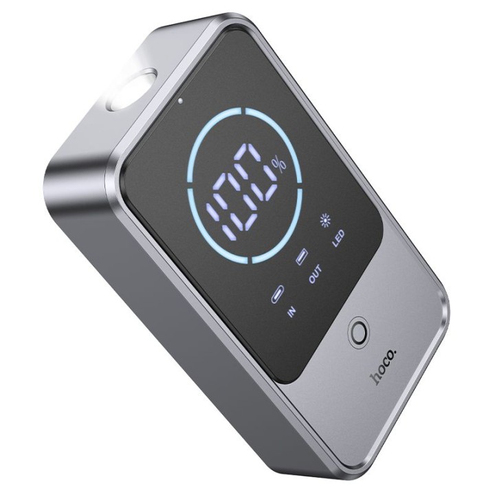 Повербанк 10000 mAh 2,4A 18W с функцией пуска автомобиля Hoco QS7 metaliczny серый