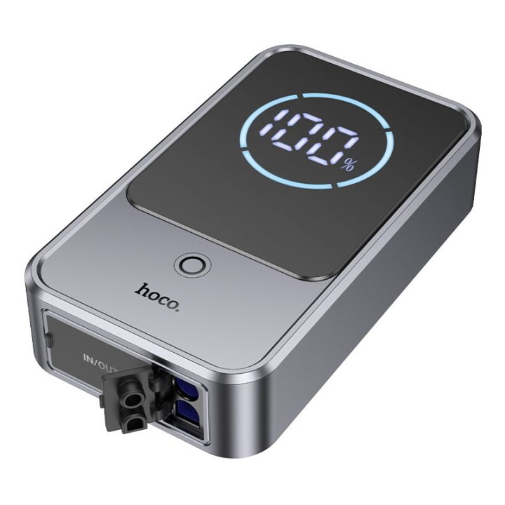 Повербанк 10000 mAh 2,4A 18W с функцией запуска автомобиля Hoco QS7 серый металлик