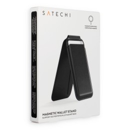 Кошелек с подставкой из кожи совместимый с Magsafe Satechi Vegan Leather Wallet Stand черный
