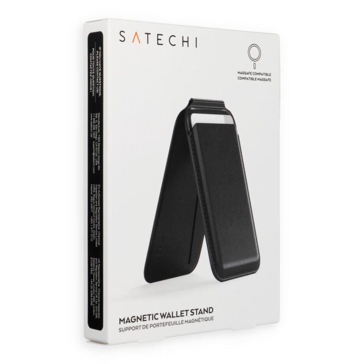 Leather wallet with stand compatible with MagSafe Satechi Vegan Leather Wallet Stand black