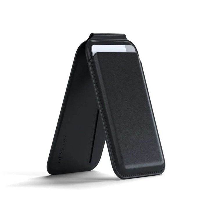 Leather wallet with stand compatible with MagSafe Satechi Vegan Leather Wallet Stand black