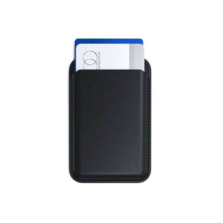 Кожаный кошелек с подставкой, совместимый с MagSafe Satechi Vegan Leather Wallet Stand, черный