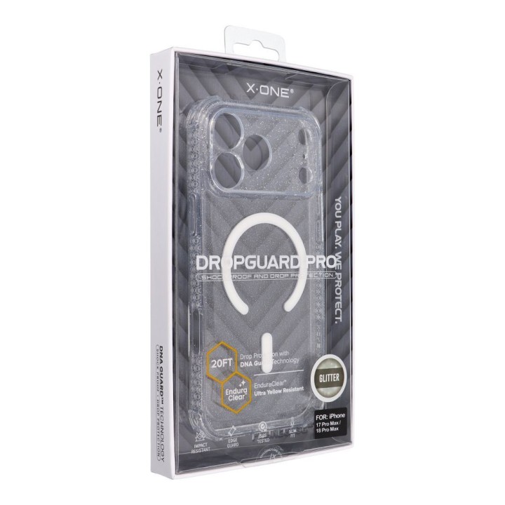 Case X-ONE Dropguard Pro compatible with MagSafe for iPhone 18 Pro Max / 17 Pro Max with glitter white 0INT