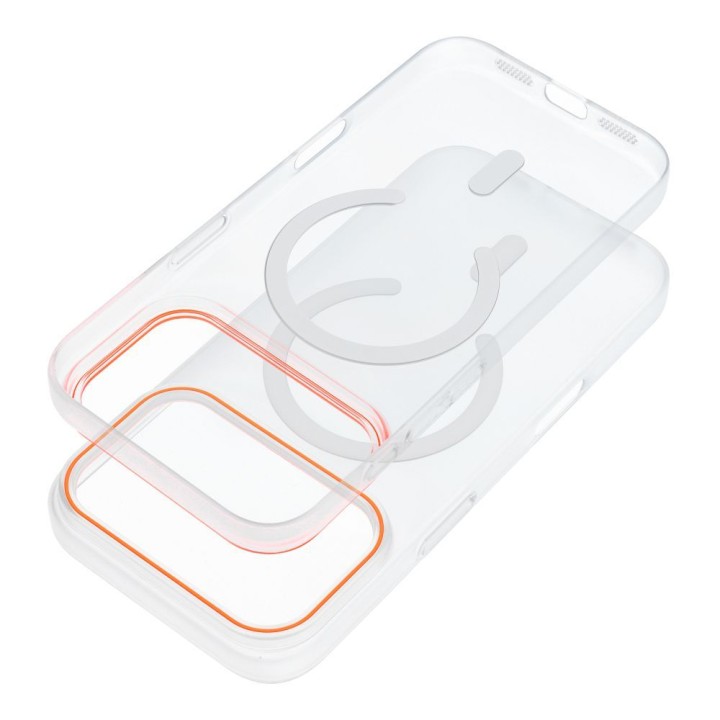 Case for iPhone 18 Pro / 17 Pro Go Orange compatible with MagSafe transparent