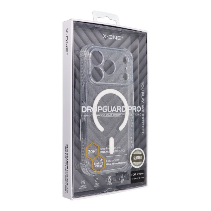Case X-ONE Dropguard Pro compatible with MagSafe for iPhone 18 Pro / 17 Pro with glitter white 0INT