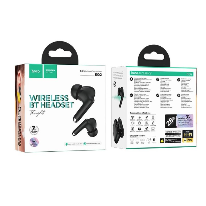Wireless headphones in-ear Hoco TWS EQ2 black