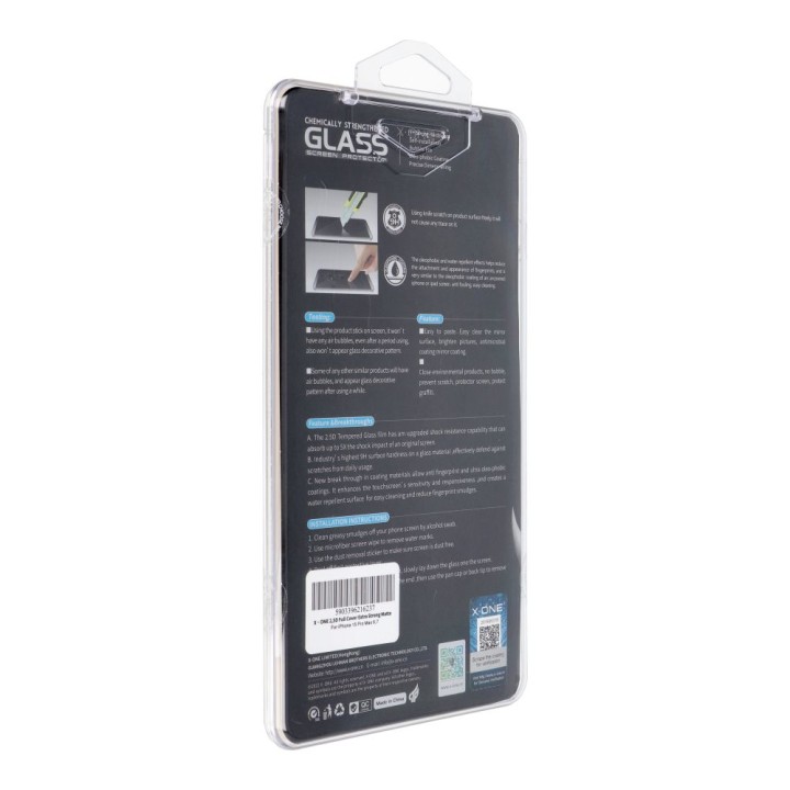 Закаленное стекло для iPhone 15 PRO MAX X-One Full Cover Extra Strong Матовое (full glue) черное