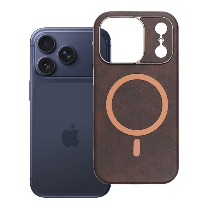 Case for iPhone 18 Pro / 17 Pro Gentleman Mag Cover compatible with MagSafe brown