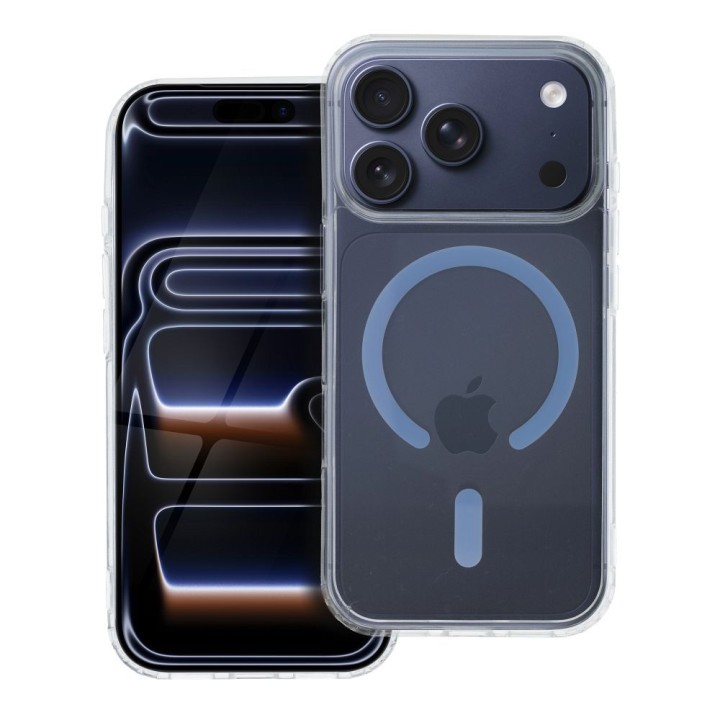 Чехол для iPhone 18 Pro / 17 Pro Drop Glue Colorful Ring Mag Cover совместимый с MagSafe голубой